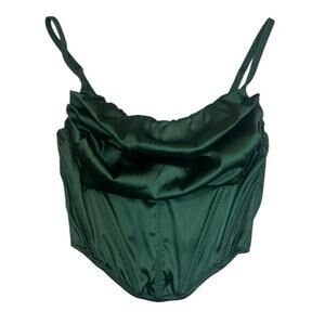 Urban Outfitters Green Satin Corset Top Small Cottagecore Fairycore Y2K